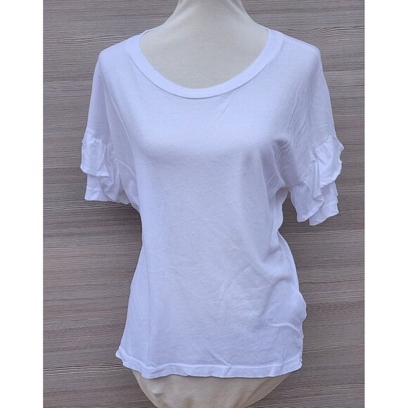 $118 Current Elliott Women's Sugar The Ruffle Roadie Tee Sz 1 (S/M) READ - Picture 3 of 16